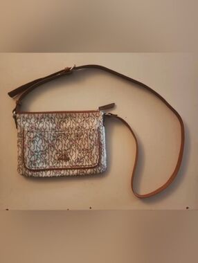 JONES NEW YORK SIGNATURE Brown Pink Beige Floral Crossbody Bag Small Purse